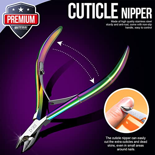FANDAMEI Cuticle Kit, 4 PCS Nail Care Kit, Manicure Pedicure Tools, Nail Cuticle Nippers, Ingrown Toenail Tools Kit, Toenail File and Lifters Stainless Steel, Nail Lifter, Nail Cuticle Pusher - color: Colorful