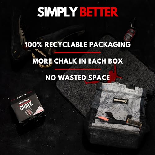 SURVIVOR Chalk Bag + Refillable Chalk Ball + 200g Ultra Fine Climbing Chalk Powder Bundle