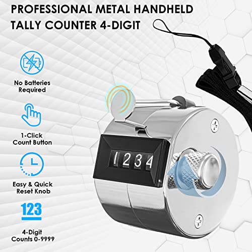 KTRIO Metal Handheld Tally Counter, 4-Digit Mechanical Clicker | Battery-Free Counter, 4-Digit Display, Durable Metal Casing, Portable Finger Ring, Multi-Use Clicker - style: 3 Pack