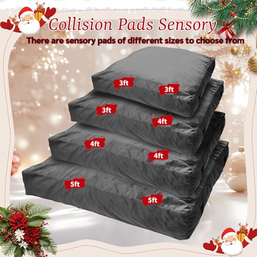 WOUDY Crash Mats for Kids Sensory, Sensory Pads for Autistic Children,Soft Foam Landing Zone, Soft, High-Density Foam Landing Zone Provides Safe Sensory, with Washable Cover - size: 4FT grey