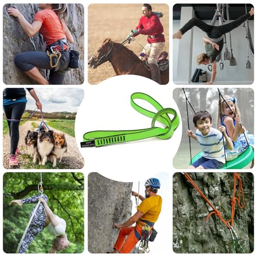 18MM Nylon Climbing Sling Runner 23KN CE2008/EN566 Strong Webbing Straps for Rock Climbing,Mountaineering, Rappelling, Swing, Yoga Hammock etc - color: Green, size: 120cm/ 48inch |Pack of 6