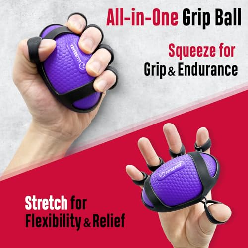 FitBeast Grip Strength Trainer, Hand Gripper Strengthener Kit - 6 Pack with Adjustable Resistance Forearm Strengthener, Forearm Exerciser and Massage Balls for Hand Therapy, Grip Training - color: Purple