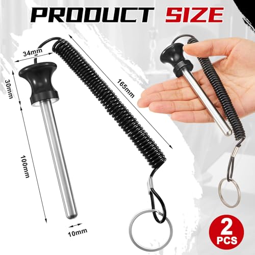 Lasnten Weight Stack Pin Magnetic Universal Gym Weight Pin 0.4 inch Drop Set with Pull Rope for Plate Apertures Above 10.5 mm Heavy Duty - color: Black