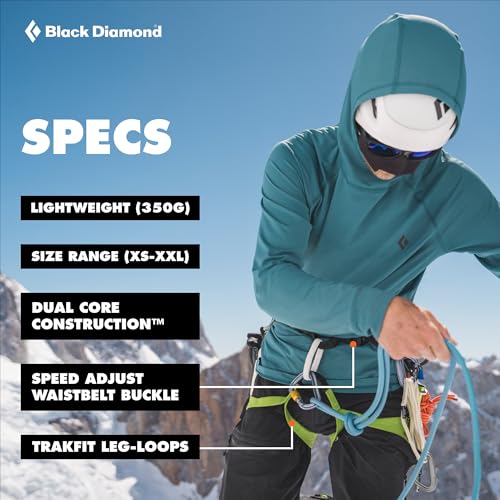 BLACK DIAMOND Men's Momentum Rock Climbing Harness, Adjustable Loops - color: Kingfisher, size: MD (30-33" Waist)