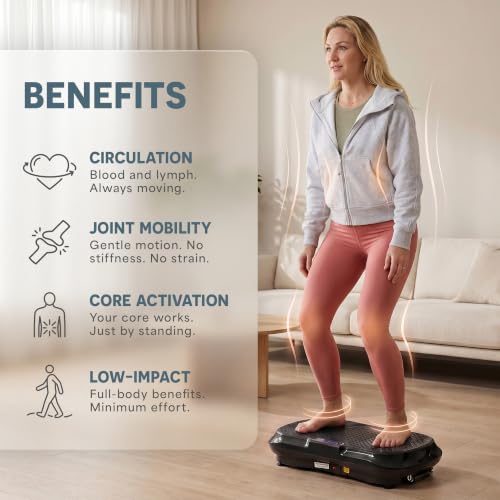 Lifepro Waver Vibration Plate Exercise Machine with 99 Speeds & 10 Presets | Resistance Bands, Non-Slip Surface, 330 lbs Capacity — Vibration Plate for Lymphatic Drainage, Body Toning, Full-Body Workout - color: Black