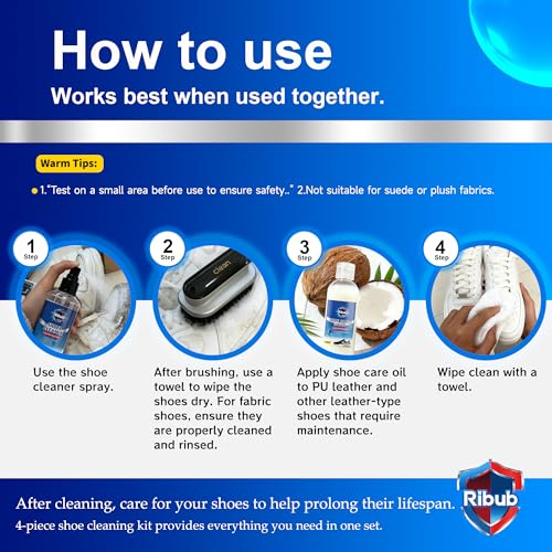 Shoe Cleaning Kit & Sneaker Care Kit – Sneaker Cleaner for Mesh Shoes, Leather, Canvas, Deep Clean Shoe Cleaner with Brush for Most Sneakers