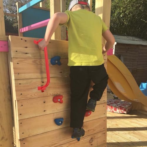 ESPETS 17 Inch 6 Pieces Red Outdoor Metal Safety Playground Handles | Weather-resistence Playground Equipment, Swing Set Attachment Grab Handle, Indoor and outdoor use Monkey Bars - color: Red -6 Pcs