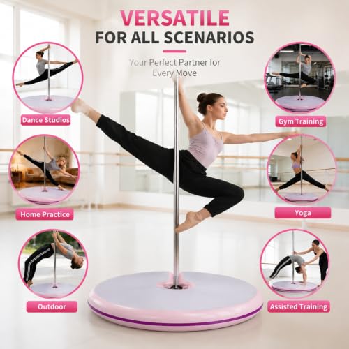 Pole Dance Crash Mat, Inflatable Safety Cushion, Folding Crash Exercise Pad, Non-Slip Base, Waterproof, Manual Pump Included for Home & Studio - size: 100*10cm/39.4*3.94in