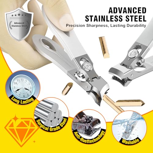 Toenail Clippers for Thick Toenails, Wide Jaw Opening Nail Clippers for Men, Heavy Duty Ingrown Toenail Clippers Nail Cutters, Eagle Beak Slanted Nail Clippers，3-Piece Set with Case - size: 2PCS Slanted & Curved