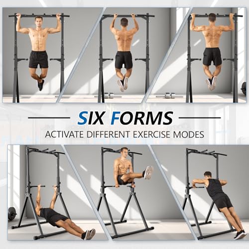Foldable Pull Up Bar Pull Up Station,Power Tower with Triangular Structure, Multi-Functional Dip Station for Home Gym 300LB