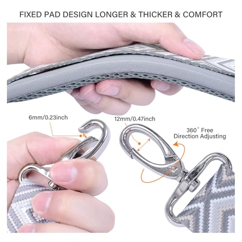 59 Inch Shoulder Straps, Soft with Ultra-Thick Fixed Shoulder Pad, Two Way Independently Adjustable Buckle Replacement Straps for Laptop Bag Messenger Bag Tool Bag Luggage,Grey Black - color: Grey Black, size: 59 inch