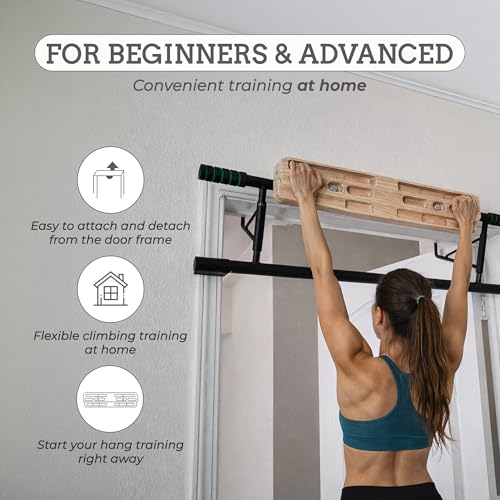 Doorway Hangboard Pull-Up Bar for Fingerboard, Rock Climbing, and Bouldering Training, No Drilling Required, Grip Strenth Training at Home