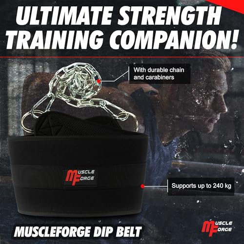 Weighted Dip Belt, Weight Lifting Pull Up Belt up to 530 lbs for Weighted Pullups with Chain and Carabiner, for Men, Strength Training, Bodybuilding