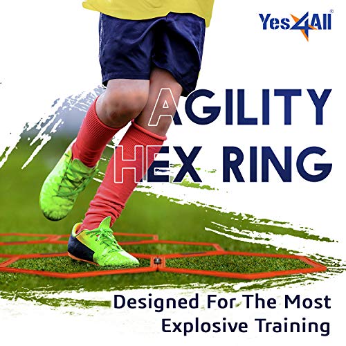 Yes4All Hex Agility Rings/Speed Rings with Carrying Bag – Hexagon Rings, Agility Hurdles for Agility Footwork Training - color: A. Orange - 6 Rings