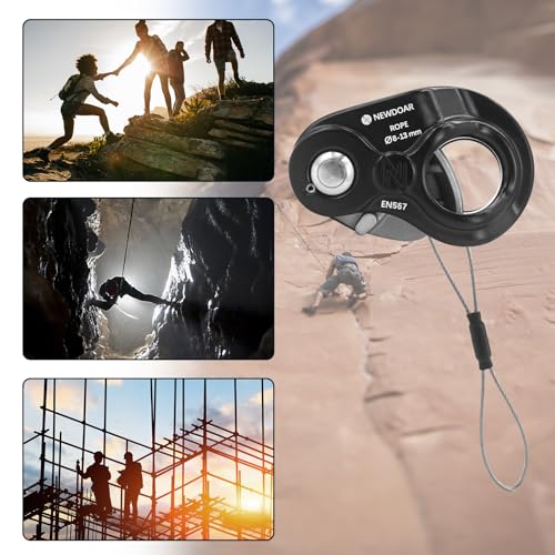 NewDoar Rope Ascender Lightweight Rope Clamp Ascender Riser Adjuster Fits 8-13mm Rope Self-Locking Grip for Rock Climbing,Hunting,Protection Rescue,Rappelling,Arborist,Gear Equipment - color: Black Pro