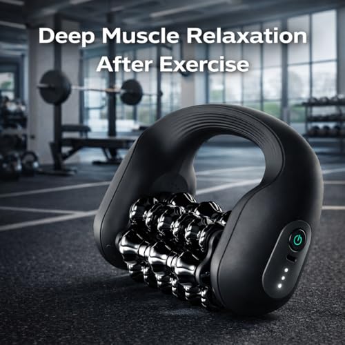 Electric Muscle Roller for Post-Workout Recovery, Deep Rolling Massager for Legs, Calves, Back & Neck, Handheld Powered Rolling Tool, Rechargeable, 3 Speed Fitness Recovery