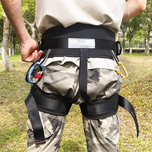 NewDoar Climbing Harness, Mountaineering Rock Climbing Harness, Half Body Harness for Rappelling Fire Rescuing Tree Climbing - color: Upgrade Black