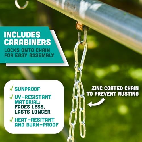 Premium High Back Full Bucket Toddler Swing Seat with Finger Grip, Plastic Coated Chains and Carabiners for Easy Install - Pink - Squirrel Products - color: Pink