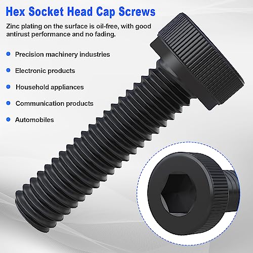 mxuteuk 185PCS M5 Screws Assortment Set, M5 Hex Socket Head Cap Screws Bolts Nuts Kit, 12.9 Grade Alloy Steel Bolts with Hex Wrench - size: 185PCS M5 x 30/35/40/45/50mm, style: Hex Socket Head