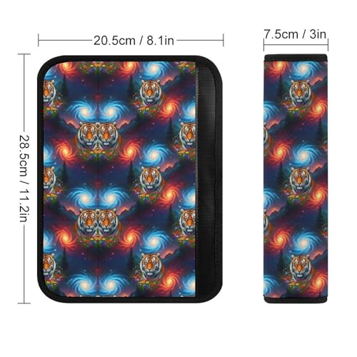 2 Pack Starry Night Floral Animal Tiger Seat Belt Shoulder Pad Breathable Shoulder Harness Cover for Child, All Vehicles, Neck and Shoulder Support - color: Pattern 176