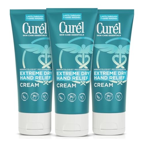 Curel Extreme Dry Hand Relief, Dermatologist Recommended, Long-Lasting Cream For Dry Hands, Paraben Free, Fragrance-Free Hand Lotion, 3 Oz, Pack of 3 | Extreme Relief Hand Lotion, Long-Lasting Moisturizer, Skin Care Essential, Fragrance-Free, Travel Size