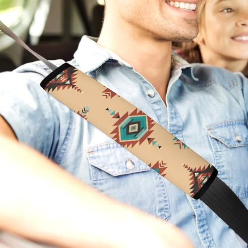 2 Piece Geometric Tribal Red Teal White Aztec Car Seat Belt Pad Breathable Seat Belt Cushion for Child, Stroller Pushchair High Chair, Easy Install (No Tool) - color: Pattern 30