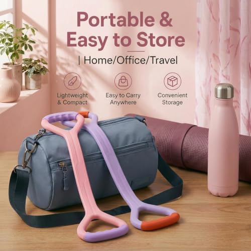 Figure 8 Resistance Band with Handles, Elastic Bands for Working Out,Arm,Back,Shoulder Training Elastic Ropes - color: Pink & Purple