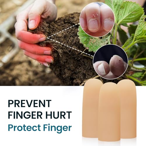 Povihome Finger Cots Protectors - Moisturizing Thumb and Finger Covers - Thickend Version - Elastic Cracked Silicone Finger Sleeves to Protect Cracked, Peel Finger and Other Finger Pain (Beige, 10PCS) - color: Beige, size: Medium (10PCS)
