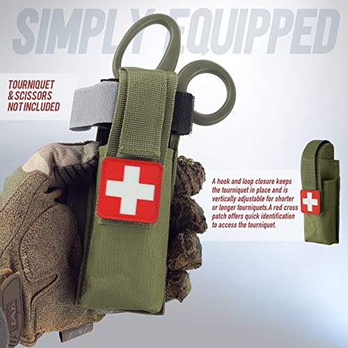 LIVANS Molle Tourniquet Holder, Tactical Shears Pouch, IFAK Scissor Holster | Medical Shear Holder, EMT Scissor Bag Fit for Tourniquet, Folding Knife, Tactical Flashlight, Pistol Mag Pouch Small Tool Bag - color: Army Green