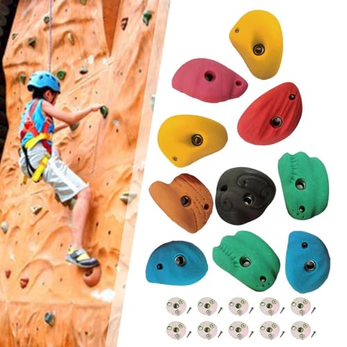 10 Pieces Rock Climbing Wall Holds Indoor Outdoor Climbing Grips Resin Material Easy Installation Textured Surface Suitable for Playground Home, with Back Nail Screw