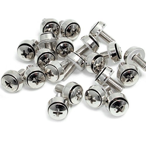 StarTech 100-Pack M6 12mm Mounting Screws, Nickel-Plated, 19in & 10in, TAA | Fits cabinets and enclosures, Mounts servers and AV gear, GSA Schedule purchases - color: Silver, size: 100-pack, style: Screw only