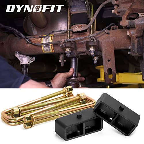 dynofit 2" Rear Lift Block Compatible with Chevy Silverado 1500 Sierra 1500 2007-2024, 2 inch Leveling Lift Blocks and Square Leaf Spring Ubolt Set Compatible with Chevy GMC Pickup Suspension - size: 2inch rear