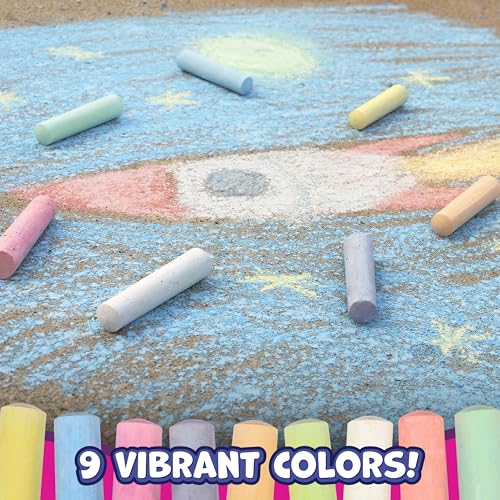 READY 2 LEARN Jumbo Sidewalk Chalk, Set of 20, 9 Colors | Washable and Non-Toxic, Bulk Sidewalk Chalk for Kids