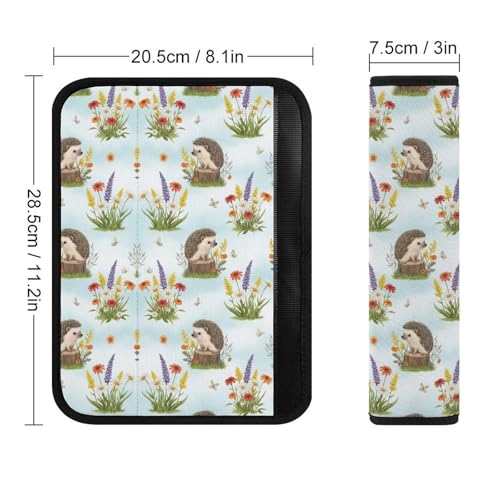2 Pack Hedgehog Flower Spring Chic Seat Belt Cover Universal Fit Shoulder Harness Cover for Girls and Boys, Car Seats Pushchair Strollers High Chair Pushchair - color: Pattern 587