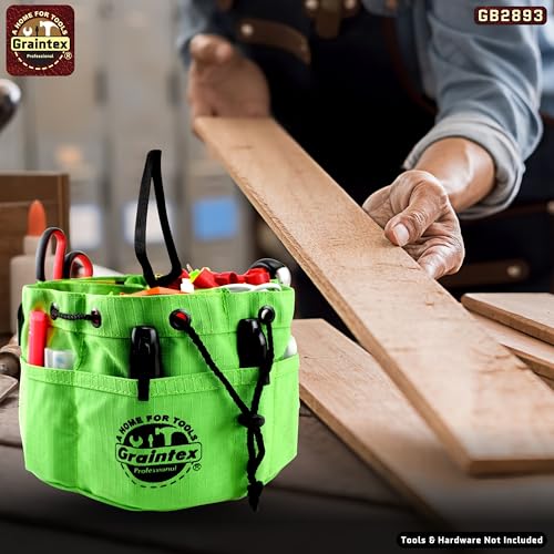 Graintex 18 Pockets Grab Bag Rip-stop Canvas Drawstring Closure, Small Part Organizer Pouch, Small Tools, Screws, Parts, Parachute Tool Bag for Efficient Storage - Lime Green - color: Lime Green