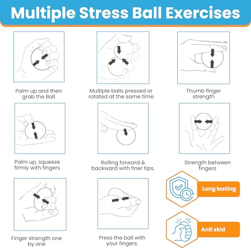 FlintRehab Premium Hand Exercise Balls - Set of 4 for Carpal Tunnel Stress/Pain Relief, Stress Balls for Kids & Adults, Squeeze Balls for Hand Therapy/Arthritis - Hand Squeezers for Strength