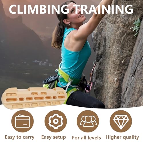 HRVEOCEI Climbing Hangboard for Rock Climbing Training – Wooden Fingerboard with Multi-Grip Design – Strengthen Fingers & Grip – Easy Mount for Home & Gym - color: Brown 1