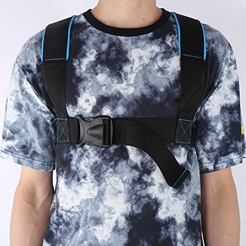 Weight Bearing Shoulder Strap, Nylon Resistances Strength Training Shoulder Bands Pulling Sled Harness Vest Bands with Pulling Strap for Football Workout - color: Black Blue