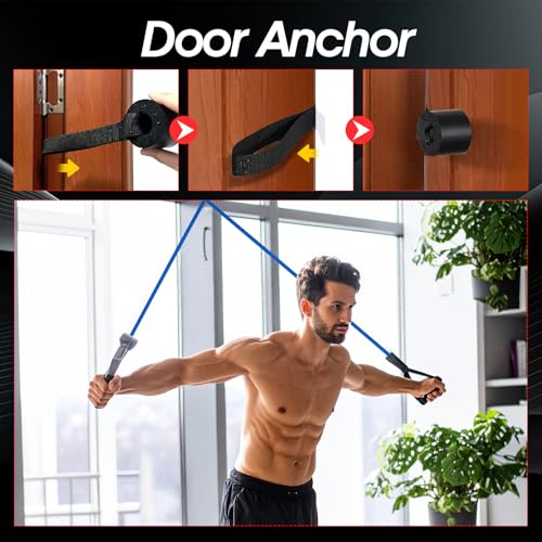 5PCS Resistance Bands with Handles 5-Level Stretch Exercise Pull Up Bands Physical Resistance Tube with Door Anchor for Men Women Muscle Toning Strength Training Home Workouts Fitness Pilates