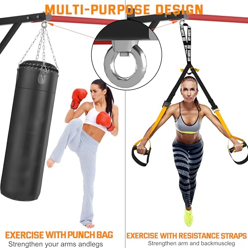 Pull Up Bar Wall Mounted, Heavy Duty 650 lbs Capacity Chin Up Bar, 48" Multi-Grip Strength Training Pull-up Bars, for Home Gym Garage/Backyard Total Body Workout, Ease Of Use Mounting - color: Red