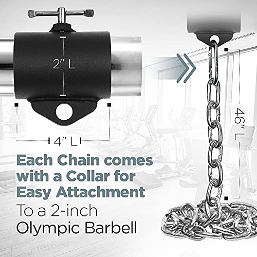 Logest Weight Lifting Chains with Collars - 1 Pair Available in 15LB 25LB 35LB 45LB Steel Workout Chains - Fitness Equipment for Deadlifts Bench Presses and More Targets Back Legs Core Weight Chains