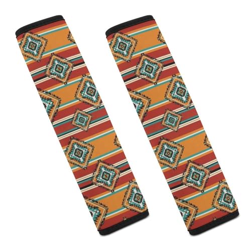 1 Pair Soft Padded Seat Belt Cover for Child, Most Cars, Southwestern Boho Brown Aztec Southwest Shoulder Harness Cover, Neck and Shoulder Support - color: Pattern 398