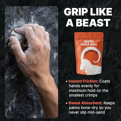 Climbing Chalk Ball, Pro Friction Gymnastics Chalk 100% Magnesium | Non-Toxic, Ultra Grip for Lifting, Rock Climbing, Gym, Weights & More! Long Lasting & Skin Friendly