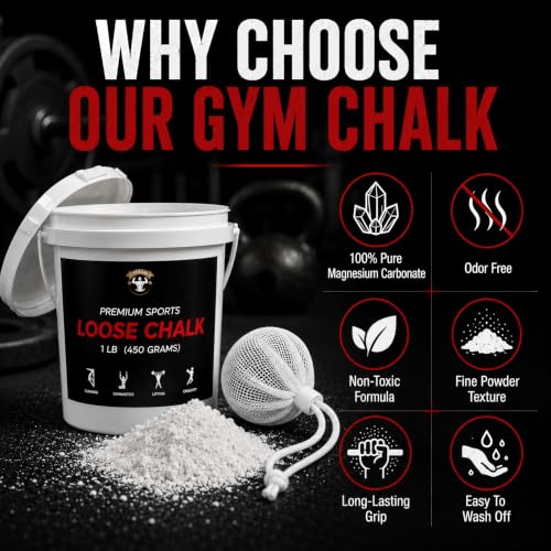 TITGGI 1 lb Gym Chalk Bucket with Chalk Ball, Pure Magnesium Carbonate | Pure Magnesium Carbonate with Loose Chalk and Chalk Ball for Better Grip During Climbing, Lifting and Gymnastics.
