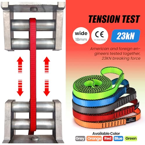 18MM Nylon Climbing Slings Runners 23 kN Strong Webbing Straps for Rock Climbing, Rappelling, Swing, Yoga Hammock etc - color: 1PC Red, size: 24inch/60cm