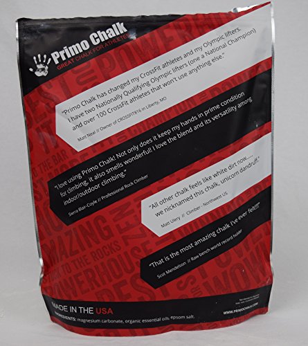 Primo Chalk Resealable Bag: Loose Chalk for Weightlifting, Rock Climbing, & Gymnastics, Made in The USA, Chalk Ball Refill for Superior Grip - size: 6 oz.