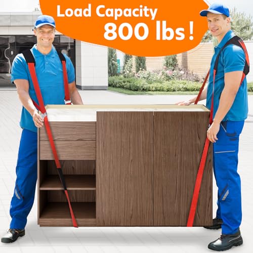 Moving Straps for Lifting Heavy Furniture: 2-Person Lifting & Moving System | High-density nylon, padded shoulders and adjustable buckles support up to 800 lb for appliances, mattresses and bulky items