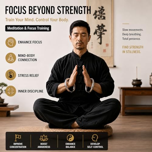 ZooBoo 2pcs Wing Chun Stainless Weighted Steel Training Rings | Pair Of Stainless Steel Rings, Yeung Sau Training, Sticky Hands Practice, Wing Chun, Wing Tsun, Siu Lim Tao, Grip Strength - size: Diameter 8.5 CM (3.35 inches)