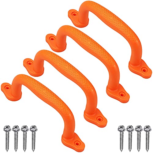 Dolibest Set of 4 Safety Playground Handles,Swing Set Kids Safety Hand Grips for Playset, Climbing Frame, Play House,Climbing Frame, Play House Handles(Red) - color: Orange-4pcs