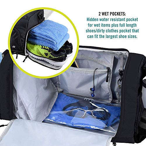 Ultimate Gym Bag 2.0: The Durable Crowdsource Designed Duffel Bag with 10 Optimal Compartments Including Water Resistant Pouch - color: Black, size: Medium (20")